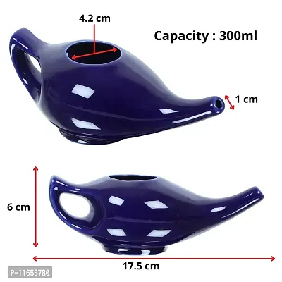 Leak Proof Durable Porcelain Ceramic Neti Pot 220 ML for Natural Nasal Cleansing | Natural Treatment for Sinus, Infection and Congestion Microwave and Dishwasher Friendly (Blue)-thumb5