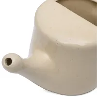 Leak Proof Durable Ceramic Jala Neti Pot with Nostril Plugging Support ? Better Capacity - Holds 300 ml ? Spill Proof with Comfort Grip - Lead-Free and Microwave and Dishwasher Safe - Cream-thumb3