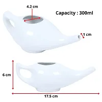 Leak Proof Durable Ceramic Jal Neti Pot (220 ML) Non-Metallic and Lead-free Comfortable Grip | Microwave and Dishwasher Friendly 1 PCS white-thumb4