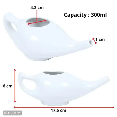 Leak Proof Durable Ceramic Jal Neti Pot (220 ML) Non-Metallic and Lead-free Comfortable Grip | Microwave and Dishwasher Friendly 1 PCS white-thumb5