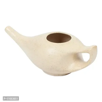 Leak Proof Durable Porcelain Ceramic Neti Pot 220 ML for Natural Nasal Cleansing | Natural Treatment for Sinus, Infection and Congestion Microwave and Dishwasher Friendly (Brown Matt)-thumb3