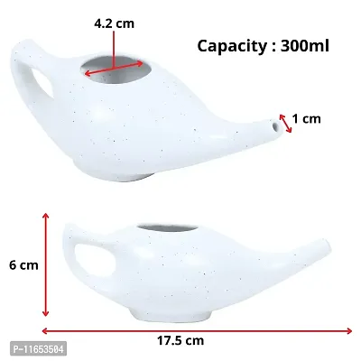 Leak Proof Durable Porcelain Ceramic Neti Pot 220 ML for Natural Nasal Cleansing | Natural Treatment for Sinus, Infection and Congestion Microwave and Dishwasher Friendly (Marble)-thumb5