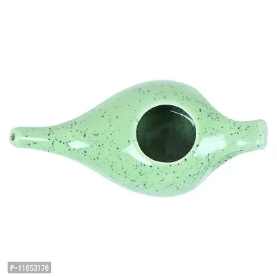 Leak Proof Durable Porcelain Ceramic Neti Pot Hold 230 Ml Water Comfortable Grip | Microwave and Dishwasher Safe eco Friendly Natural Treatment for Sinus and Congestion (Green Matt)-thumb4