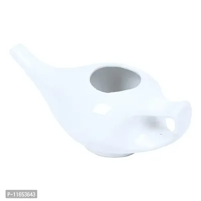 Leak Proof Durable Ceramic Neti Pot Non-Metallic and Lead Free Comfortable Grip | Microwave and Dishwasher Friendly Natural Treatment for Sinus and Congestion (White)-thumb5