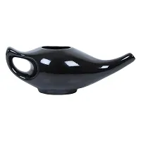 Leak Proof Durable Porcelain Ceramic Neti Pot 220 ML for Natural Nasal Cleansing | Natural Treatment for Sinus, Infection and Congestion Microwave and Dishwasher Friendly (Black)-thumb1