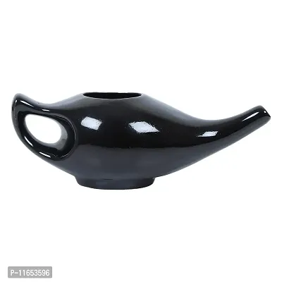 Leak Proof Durable Porcelain Ceramic Neti Pot 220 ML for Natural Nasal Cleansing | Natural Treatment for Sinus, Infection and Congestion Microwave and Dishwasher Friendly (Black)-thumb2