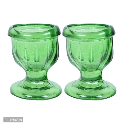 Superior, Smooth Edge, Glass Eye Wash Cups with Engineering Design to Fit Eyes for Effective Eye Cleansing, Eye Shaped Rim, Snug Fit- with Storage Container set of 2 pcs (Green)