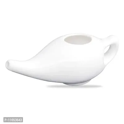 Leak Proof Durable Ceramic Neti Pot Non-Metallic and Lead Free Comfortable Grip | Microwave and Dishwasher Friendly Natural Treatment for Sinus and Congestion (White)