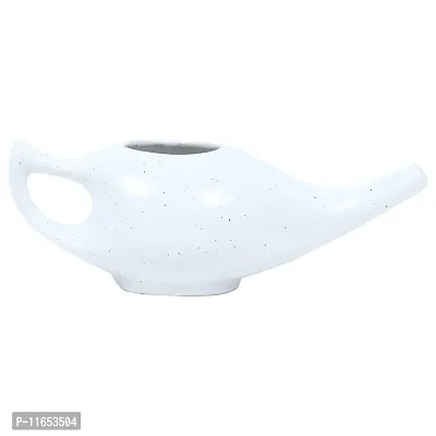 Leak Proof Durable Porcelain Ceramic Neti Pot 220 ML for Natural Nasal Cleansing | Natural Treatment for Sinus, Infection and Congestion Microwave and Dishwasher Friendly (Marble)-thumb2