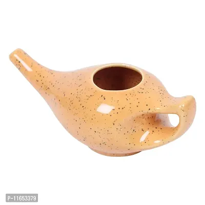 Leak Proof Durable Porcelain Ceramic Neti Pot 220 ML for Natural Nasal Cleansing | Natural Treatment for Sinus, Infection and Congestion Microwave and Dishwasher Friendly (Tiger)-thumb2