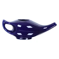 Leak Proof Durable Porcelain Ceramic Neti Pot 220 ML for Natural Nasal Cleansing | Natural Treatment for Sinus, Infection and Congestion Microwave and Dishwasher Friendly (Blue)-thumb1