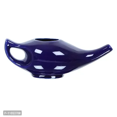 Leak Proof Durable Porcelain Ceramic Neti Pot 220 ML for Natural Nasal Cleansing | Natural Treatment for Sinus, Infection and Congestion Microwave and Dishwasher Friendly (Blue)-thumb2