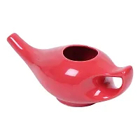 Leak Proof Durable Porcelain Ceramic Neti Pot 220 ML for Natural Nasal Cleansing | Natural Treatment for Sinus, Infection and Congestion Microwave and Dishwasher Friendly (Red)-thumb2