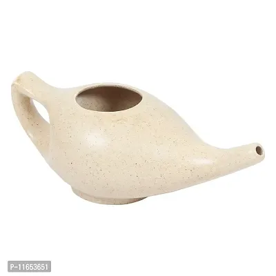 Leak Proof Durable Porcelain Ceramic Neti Pot 220 ML for Natural Nasal Cleansing | Natural Treatment for Sinus, Infection and Congestion Microwave and Dishwasher Friendly (Brown Matt)-thumb0