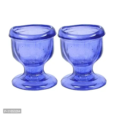 Superior, Smooth Edge, Glass Eye Wash Cups with Engineering Design to Fit Eyes for Effective Eye Cleansing, Eye Shaped Rim, Snug Fit- with Storage Container set of 2 pcs (Blue)-thumb0