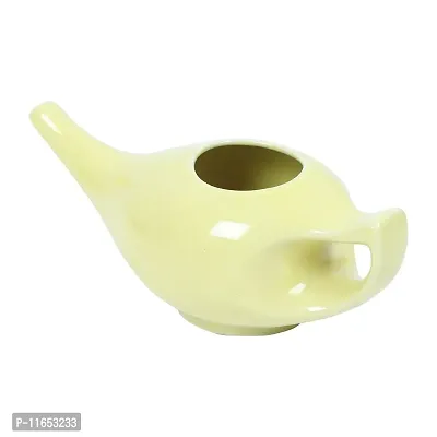 Leak Proof Durable Porcelain Ceramic Neti Pot 220 ML for Natural Nasal Cleansing | Natural Treatment for Sinus, Infection and Congestion Microwave and Dishwasher Friendly (Yellow)-thumb3