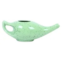 Leak Proof Durable Porcelain Ceramic Neti Pot Hold 230 Ml Water Comfortable Grip | Microwave and Dishwasher Safe eco Friendly Natural Treatment for Sinus and Congestion (Green Matt)-thumb1