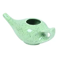 Leak Proof Durable Porcelain Ceramic Neti Pot Hold 230 Ml Water Comfortable Grip | Microwave and Dishwasher Safe eco Friendly Natural Treatment for Sinus and Congestion (Green Matt)-thumb2