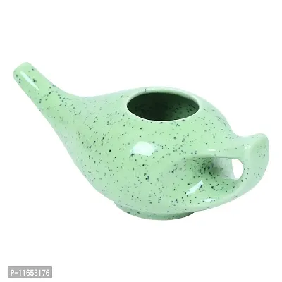 Leak Proof Durable Porcelain Ceramic Neti Pot Hold 230 Ml Water Comfortable Grip | Microwave and Dishwasher Safe eco Friendly Natural Treatment for Sinus and Congestion (Green Matt)-thumb3