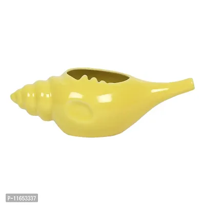 Leak Proof Durable Ceramic Jala Neti Pot with Nostril Plugging Support ? Better Capacity - Holds 300 ml ? Spill Proof with Comfort Grip - Lead-Free and Microwave and Dishwasher Safe - Yellow-thumb2