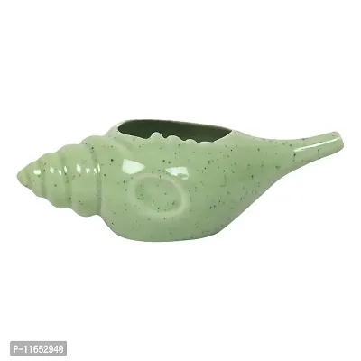 Leak Proof Durable Ceramic Jala Neti Pot with Nostril Plugging Support ? Better Capacity - Holds 300 ml ? Spill Proof with Comfort Grip - Lead-Free and Microwave and Dishwasher Safe - Green-thumb2