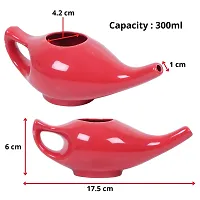 Leak Proof Durable Porcelain Ceramic Neti Pot 220 ML for Natural Nasal Cleansing | Natural Treatment for Sinus, Infection and Congestion Microwave and Dishwasher Friendly (Red)-thumb4