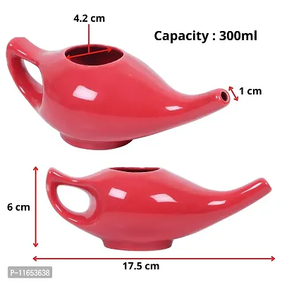 Leak Proof Durable Porcelain Ceramic Neti Pot 220 ML for Natural Nasal Cleansing | Natural Treatment for Sinus, Infection and Congestion Microwave and Dishwasher Friendly (Red)-thumb5