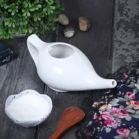 Leak Proof Durable Ceramic Neti Pot Non-Metallic and Lead Free Comfortable Grip | Microwave and Dishwasher Friendly Natural Treatment for Sinus and Congestion (White)-thumb3