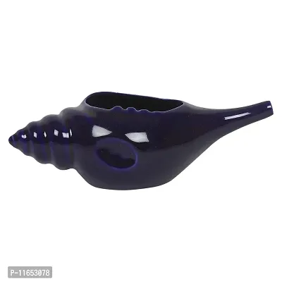 Leak Proof Durable Ceramic Jala Neti Pot with Nostril Plugging Support ? Better Capacity - Holds 300 ml ? Spill Proof with Comfort Grip - Lead-Free and Microwave and Dishwasher Safe - Navy Blue-thumb2