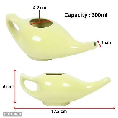 Leak Proof Durable Porcelain Ceramic Neti Pot 220 ML for Natural Nasal Cleansing | Natural Treatment for Sinus, Infection and Congestion Microwave and Dishwasher Friendly (Yellow)-thumb5