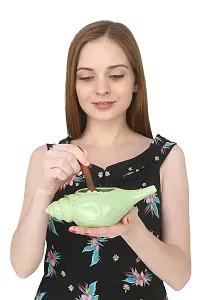 Leak Proof Durable Ceramic Jala Neti Pot with Nostril Plugging Support ? Better Capacity - Holds 300 ml ? Spill Proof with Comfort Grip - Lead-Free and Microwave and Dishwasher Safe - Green-thumb2