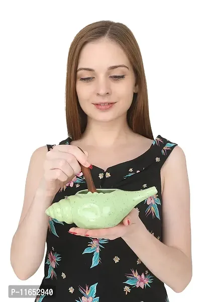 Leak Proof Durable Ceramic Jala Neti Pot with Nostril Plugging Support ? Better Capacity - Holds 300 ml ? Spill Proof with Comfort Grip - Lead-Free and Microwave and Dishwasher Safe - Green-thumb3