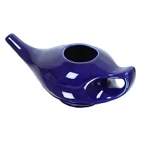 Leak Proof Durable Porcelain Ceramic Neti Pot 220 ML for Natural Nasal Cleansing | Natural Treatment for Sinus, Infection and Congestion Microwave and Dishwasher Friendly (Blue)-thumb2