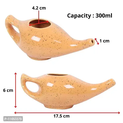 Leak Proof Durable Porcelain Ceramic Neti Pot 220 ML for Natural Nasal Cleansing | Natural Treatment for Sinus, Infection and Congestion Microwave and Dishwasher Friendly (Tiger)-thumb5