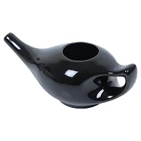 Leak Proof Durable Porcelain Ceramic Neti Pot 220 ML for Natural Nasal Cleansing | Natural Treatment for Sinus, Infection and Congestion Microwave and Dishwasher Friendly (Black)-thumb2