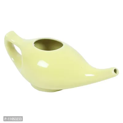 Leak Proof Durable Porcelain Ceramic Neti Pot 220 ML for Natural Nasal Cleansing | Natural Treatment for Sinus, Infection and Congestion Microwave and Dishwasher Friendly (Yellow)