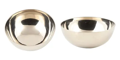 Kansa Vatki Bowl Cup Bronze Kansa Natural Vatki Ayurvedic Detox Foot Massager Relaxation and Deep Cleaning Ancient Indian Technique | Natural Both side plain 2 Pcs-thumb3