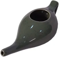 Leak Proof Durable Porcelain Ceramic Neti Pot 220 ML for Natural Nasal Cleansing | Natural Treatment for Sinus, Infection and Congestion Microwave and Dishwasher Friendly (Olive Green Matt)-thumb1