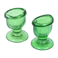 Superior, Smooth Edge, Glass Eye Wash Cups with Engineering Design to Fit Eyes for Effective Eye Cleansing, Eye Shaped Rim, Snug Fit- with Storage Container set of 2 pcs (Green)-thumb1