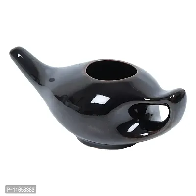 Leak Proof Durable Porcelain Ceramic Neti Pot 220 ML for Natural Nasal Cleansing | Natural Treatment for Sinus, Infection and Congestion Microwave and Dishwasher Friendly (Brown)-thumb3