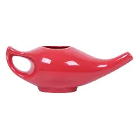 Leak Proof Durable Porcelain Ceramic Neti Pot 220 ML for Natural Nasal Cleansing | Natural Treatment for Sinus, Infection and Congestion Microwave and Dishwasher Friendly (Red)-thumb1