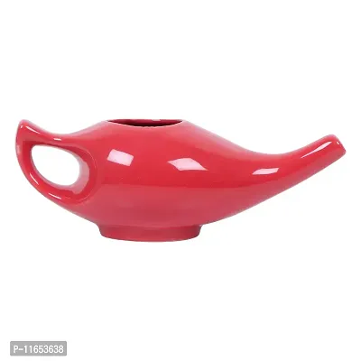 Leak Proof Durable Porcelain Ceramic Neti Pot 220 ML for Natural Nasal Cleansing | Natural Treatment for Sinus, Infection and Congestion Microwave and Dishwasher Friendly (Red)-thumb2