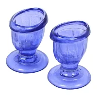 Superior, Smooth Edge, Glass Eye Wash Cups with Engineering Design to Fit Eyes for Effective Eye Cleansing, Eye Shaped Rim, Snug Fit- with Storage Container set of 2 pcs (Blue)-thumb1