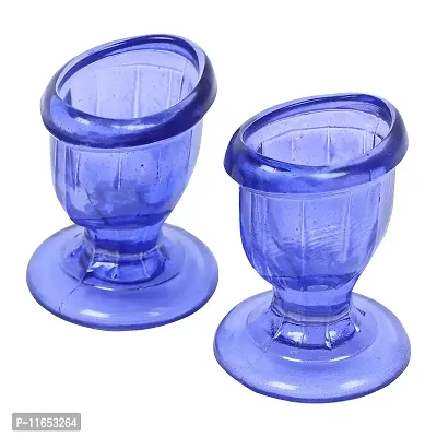 Superior, Smooth Edge, Glass Eye Wash Cups with Engineering Design to Fit Eyes for Effective Eye Cleansing, Eye Shaped Rim, Snug Fit- with Storage Container set of 2 pcs (Blue)-thumb2