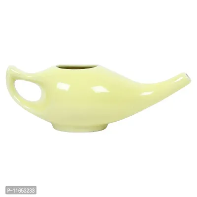 Leak Proof Durable Porcelain Ceramic Neti Pot 220 ML for Natural Nasal Cleansing | Natural Treatment for Sinus, Infection and Congestion Microwave and Dishwasher Friendly (Yellow)-thumb2