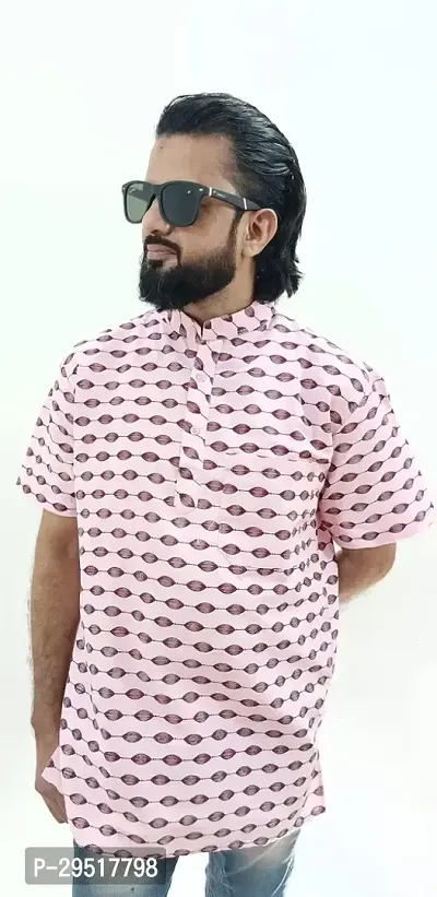 Straight Pink Solid Cotton Kurta