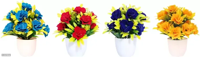 Set of 2 Mini Table Flower top Bonsai for home shop office decoration gift Yellow, White Wild Flower Artificial Flower with Pot-thumb0