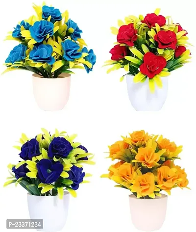 Artificial flower home decorate pots with flower small size 4 pcs combo set