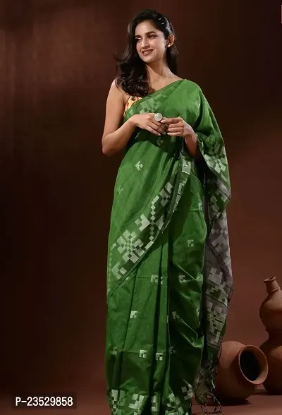 Handloom green  kite border saree