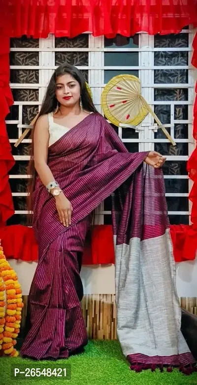 Khadi handloom check saree-thumb0